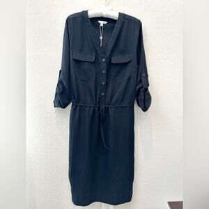 MAX STUDIO | Black Button Front Shirt Dress Minimalist NWT | Small